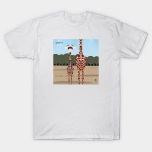 Minimal Zoo Art Series | A to Z  | Giraffe | Square T-Shirt